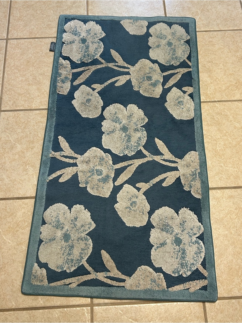 Teal Floral Accent Rug - Home Accents